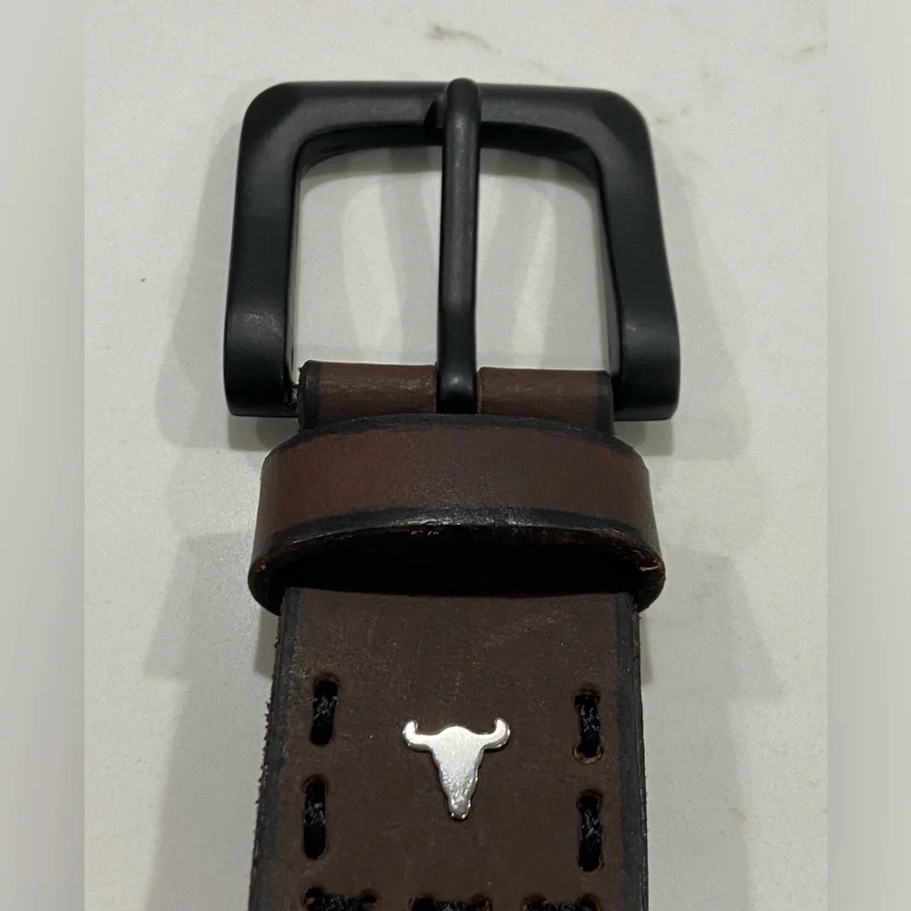 American Bison 100% Genuine Top Grain Brown Leather Belt Men’s Size 36 NWT